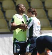 6 October 2006; Clinton Morrison with team-mate Liam Miller during Republic of Ireland squad training. Tsirion Stadium, Limassol, Cyprus. Picture credit: David Maher / SPORTSFILE