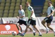 6 October 2006; Damien Duff in action against Liam Miller during Republic of Ireland squad training. Tsirion Stadium, Limassol, Cyprus. Picture credit: Brian Lawless / SPORTSFILE