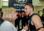 9 August 2014; Carlton's Ciaran Sheehan and his mother Liz following his AFL debut against Gold Coast Suns. 2014 Toyota AFL Premiership, Round 20, Carlton Blues v Gold Coast Suns, Etihad Stadium, Melbourne, Australia. Picture credit: Greg Ford / SPORTSFILE