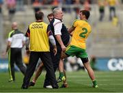 9 August 2014; Armagh manager Paul Grimley gets involved in an incident with Donegal's Eamonn McGee during the first half. GAA Football All-Ireland Senior Championship, Quarter-Final, Donegal v Armagh, Croke Park, Dublin. Photo by Sportsfile