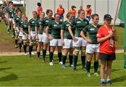 9 August 2014; The Ireland team, led by captain Lynne Cantwell, prepare to enter the pitch before the game. 2014 Women's Rugby World Cup Final, Pool B, Ireland v Kazakhstan, Marcoussis, Paris, France. Picture credit: Diarmuid Greene / SPORTSFILE