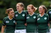 9 August 2014; Ireland players, from left to right, Lynne Cantwell, Fiona Coghlan, Fiona Hayes, and Gillian Bourke. 2014 Women's Rugby World Cup Final, Pool B, Ireland v Kazakhstan, Marcoussis, Paris, France. Picture credit: Diarmuid Greene / SPORTSFILE