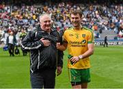 9 August 2014; Armagh manager Paul Grimley with Donegal corner back Eamonn McGee after the game. GAA Football All-Ireland Senior Championship, Quarter-Final, Donegal v Armagh, Croke Park, Dublin.  Picture credit: Ray McManus / SPORTSFILE
