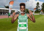 9 August 2014;  Mustafe Nasir, Ireland, who won the Boy's Under18 800 m. 2014 Celtic Games, Morton Stadium, Santry, Co. Dublin. Picture credit: Cody Glenn / SPORTSFILE