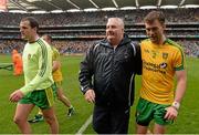 9 August 2014; Armagh manager Paul Grimley with Donegal's Eamonn McGee after the game. GAA Football All-Ireland Senior Championship, Quarter-Final, Donegal v Armagh, Croke Park, Dublin. Photo by Sportsfile