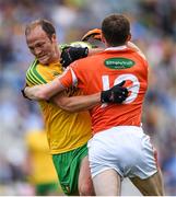 9 August 2014; Colm McFadden, Donegal, in action against Finnian Moriarty, Armagh. GAA Football All-Ireland Senior Championship, Quarter-Final, Donegal v Armagh, Croke Park, Dublin. Picture credit: Stephen McCarthy / SPORTSFILE