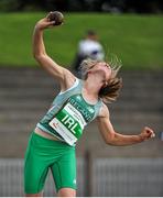 9 August 2014; Niamh Fogarty, Ireland, competing in the Girl's Under 16 shot putt event. 2014 Celtic Games, Morton Stadium, Santry, Co. Dublin. Picture credit: Cody Glenn / SPORTSFILE