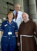 2 October 2006; Brother Kevin Crowley, OFM, with staff from the Emergency Department of the Mater Hospital, Nurse Deirdre Rice and Dr. Peter O'Connor at the annoucement of a Charity Ball which is being organised by the medical staff at the Mater Hospital for the Capuchin Day Centre. The aim of the ball is to raise money for the Capuchin Day Centre, the centre provides hot meals, clothes and day care facilities for Dublin’s homeless and needy people. This year is the first time that the ball will take place and it will be held in the Crowne Plaza Hotel, Santry, on the 7th October. Picture credit: Damien Eagers / SPORTSFILE