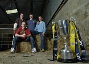 4 October 2006; Galway’s double success in 2006 was recognised at the official launch of the 2006/7 AIB Club Championships. Photographed at the Canning’s family farm in Portumna, Galway, were the Canning brothers, Ollie, front with, from left, Ivan, Joe and David. Picture credit: Brendan Moran / SPORTSFILE