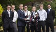 4 October 2006; Galway’s double success in 2006 was recognised at the official launch of the 2006/7 AIB Club Championships, which took place at the Raheen Woods Hotel in Athenry. Pictured at the launch are, from left, Alan Kerins, Salthill, Ollie Canning, Portumna, Nicky English, AIB, Eugene McEntee, Portumna, Nickey Brennan, President of the GAA, Joe Canning, Portumna and Finian Hanley, Salthill. Picture credit: Brendan Moran / SPORTSFILE