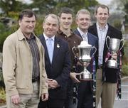 4 October 2006; Galway’s double success in 2006 was recognised at the official launch of the 2006/7 AIB Club Championships, which took place at the Raheen Woods Hotel in Athenry. Pictured at the launch are Nickey Brennan, President of the GAA and Nicky English of AIB, with former captains of winning clubs from Galway, from left, Packie Cooney, Sarsfields, Noel Meehan, Caltra, and Joe Rabbitte, Athenry. Picture credit: Brendan Moran / SPORTSFILE