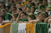 7 October 2006; Dejected Republic of Ireland supporters look on during the closing stages of the game. Euro 2008 Championship Qualifier, Cyprus v Republic of Ireland, GSP Stadium, Nicosia, Cyprus. Picture credit: David Maher / SPORTSFILE