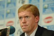 7 October 2006; Republic of Ireland manager Steve Staunton during a press conference after the game. Euro 2008 Championship Qualifier, Cyprus v Republic of Ireland, GSP Stadium, Nicosia, Cyprus. Picture credit: David Maher / SPORTSFILE