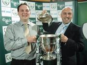 9 October 2006; Shamrock Rovers chairman Jonathan Roche and the St.Patrick's Athletic's manager Johnny McDonnell after both teams were drawn against each other at the FAI Carlsberg Senior Challenge Cup Semi-Final Draw. Portmarnock Hotel and Golf Club, Dublin. Picture credit: David Maher / SPORTSFILE