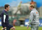 10 October 2006; Steve Finnan, with his manager Steve Staunton, during Republic of Ireland squad training. Lansdowne Road, Dublin. Picture credit: David Maher / SPORTSFILE