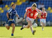 9 August 2014; Cara McCrossan, Tyrone, in action against Christine Reilly, Monaghan. TG4 All-Ireland Ladies Football Senior Championship, Round 2 Qualifier, Monaghan v Tyrone, Pearse Park, Longford. Picture credit: Oliver McVeigh / SPORTSFILE