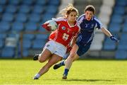 9 August 2014; Gemma Begley, Tyrone, in action against Yvonne Connell, Monaghan. TG4 All-Ireland Ladies Football Senior Championship, Round 2 Qualifier, Monaghan v Tyrone, Pearse Park, Longford. Picture credit: Oliver McVeigh / SPORTSFILE