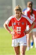 9 August 2014; A dejected Gemma Begley, Tyrone after the final whistle. TG4 All-Ireland Ladies Football Senior Championship, Round 2 Qualifier, Monaghan v Tyrone, Pearse Park, Longford. Picture credit: Oliver McVeigh / SPORTSFILE