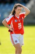 9 August 2014; A dejected Christiane Hunter, Tyrone after the final whistle. TG4 All-Ireland Ladies Football Senior Championship, Round 2 Qualifier, Monaghan v Tyrone, Pearse Park, Longford. Picture credit: Oliver McVeigh / SPORTSFILE