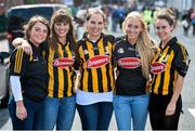 10 August 2014; Kilkenny supporters, from left, Laura Langton, Cerina Fogarty, Sarah Jacob, Christina Healy and Aoife O'Connor, all from The Village, Kilkenny City, before the game. GAA Hurling All-Ireland Senior Championship, Semi-Final, Kilkenny v Limerick, Croke Park, Dublin. Picture credit: Ramsey Cardy / SPORTSFILE