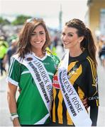 10 August 2014; Limerick Rose Dawn Ryan, from Meelick, Co. Limerick and Kilkenny Rose Vera McGrath, from Kilkenny City, on their way to the game. GAA Hurling All-Ireland Senior Championship, Semi-Final, Kilkenny v Limerick, Croke Park, Dublin. Picture credit: Dáire Brennan / SPORTSFILE