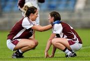 9 August 2014; Rebecca Dunne and Triona Durkan, Westmeath after the game. TG4 All-Ireland Ladies Football Senior Championship, Round 2 Qualifier, Mayo v Westmeath, Pearse Park, Longford. Picture credit: Oliver McVeigh / SPORTSFILE