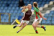 9 August 2014; Ruth Kearney, Westmeath, in action against Martha Carter, Mayo. TG4 All-Ireland Ladies Football Senior Championship, Round 2 Qualifier, Mayo v Westmeath, Pearse Park, Longford. Picture credit: Oliver McVeigh / SPORTSFILE