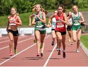 9 August 2014; Cari Hughes, Wales, second from right, on her way to winning the Under 16 Girl's 800m event alongside Amy Hamill, second from left, who finished first in the Under 18 800m in the same combined race. 2014 Celtic Games, Morton Stadium, Santry, Co. Dublin. Picture credit: Cody Glenn / SPORTSFILE