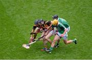 10 August 2014; Richie Hogan, left, and Conor Fogarty, Kilkenny, in action against Paul Browne, and Declan Hannon, right, Limerick. GAA Hurling All-Ireland Senior Championship, Semi-Final, Kilkenny v Limerick, Croke Park, Dublin. Picture credit: Dáire Brennan / SPORTSFILE