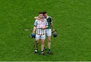 10 August 2014; Dejected Limerick players, Richie McCarthy, left, and Donal O'Grady, leave the field after the game. GAA Hurling All-Ireland Senior Championship, Semi-Final, Kilkenny v Limerick, Croke Park, Dublin. Picture credit: Dáire Brennan / SPORTSFILE