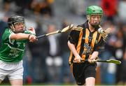 10 August 2014; Ciara Boylan, St.Patrick's N.S, Co.Cavan,  representing Kilkenny, in action against Aine Behan, Myshall, Co.Carlow, representing Limerick. INTO/RESPECT Exhibition GoGames, Croke Park, Dublin. Picture credit: David Maher / SPORTSFILE