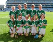 10 August 2014; The Limerick team, back row, left to right, Amellia Shaw, St. Mary's N.S., Ratharney, Co. Westmeath, Tara Stephens, Craughwell N.S., Co. Galway, Carolyn Kron, St. Clare's N.S., Manorhamilton, Co. Leitrim, Jemma Brehony, Geevagh N.S., Co. Sligo, front row, left to right, Aislinn Keenaghan, St. Brigid's N.S., Laragh, Co. Cavan, Erica O'Reilly, Scoil Mhuire, Lucan, Co. Dublin, Roma McCusker, Tattygar P.S., Lisbellew, Co. Fermanagh, Karen Cunningham, St. Mary's N.S., Knockbridge, Co. Louth, Alicia McNicholl, St. Matthew's P.S., Limavady, Co. Derry. INTO/RESPECT Exhibition GoGames, Croke Park, Dublin. Picture credit: Dáire Brennan / SPORTSFILE