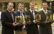 10 October 2006; Players who were presented with the Vodafone Player of the Month awards for the month of August and September are, from left, Seamus Moynihan, Kerry, Aidan Fogarty and Henry Shefflin, both KIlkenny and Kieran Donaghy, Kerry. Shefflin and Donaghy were honoured for their exploits in August while Fogarty and Moynihan were chosen for their outstanding performances in the All-Ireland Finals. Westbury Hotel, Dublin. Picture credit: Brendan Moran / SPORTSFILE