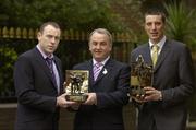 10 October 2006; Kerry's Kieran Donaghy and Seamus Moynihan who were presented with the Vodafone Player of the Month awards in football for the month of August and September by Nickey Brennan, President of the GAA. Westbury Hotel, Dublin. Picture credit: Brendan Moran / SPORTSFILE