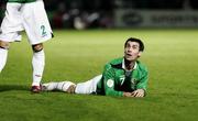 11 October 2006; Keith Gillespie, Northern Ireland, looks up in disbelief at not getting a free-kick. Euro 2008 Championship Qualifier, Northern Ireland v Latvia, Windsor Park, Belfast. Picture credit: Oliver McVeigh / SPORTSFILE