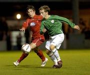 12 October 2006; Mark Power, Republic of Ireland U16, in action against Leigh Smith, Wales U16. International Friendly, Republic of Ireland U16 v Wales U16, Home Farm FC, Whitehall, Dublin. Picture credit: Damien Eagers / SPORTSFILE