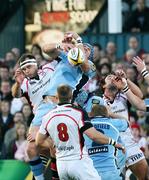 14 October 2006; Matt McCullough, Ulster, is tackled by James Goode, Cardiff Blues. Magners League, Ulster v Cardiff Blues, Ravenhill Park, Belfast. Picture credit: Oliver McVeigh / SPORTSFILE