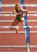 12 August 2014; Ireland's Sarah Lavin during her heat of the women's 100m hurdle event, where she finished 8th in a time of 13.35. European Athletics Championships 2014 - Day 1. Letzigrund Stadium, Zurich, Switzerland. Picture credit: Stephen McCarthy / SPORTSFILE
