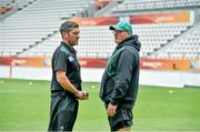 12 August 2014; Ireland head coach Philip Doyle, right, with assistant coach Greg McWilliams during their squad's Captain's Run ahead of Wednesday's Women's Rugby World Cup semi-final against England. Ireland Captain's Run, Stade Jean Bouin, Paris, France. Picture credit: Brendan Moran / SPORTSFILE