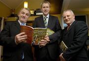 16 October 2006; President of the GAA Nickey Brennan with Tom Barry, Chairman of Kilmacud Crokes Hurling, centre, and Finbarr McCarthy, author, right, at the launch of Great GAA Moments 2006 by Finbarr McCarthy. Great GAA Moments 2006 recalls the stories that made the headlines, reveals the drama behind the scenes and captures the colour and excitement of the big match days at both club and county level. Kilmacud Crokes GAA Club, Glenalbyn House, Stillorgan, Co Dublin. Picture credit: Pat Murphy / SPORTSFILE
