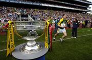 17 September 2006; Kerry captain Declan O'Sullivan leads his team past the Sam Maguire while making their way onto the pitch before the game. Bank of Ireland All-Ireland Senior Football Championship Final, Kerry v Mayo, Croke Park, Dublin.  Picture credit: Brendan Moran / SPORTSFILE