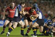 6 October 2006; David Wallace, Munster, is tackled by Gordon D'Arcy, left, and Jamie Heaslip, Leinster. Magners League, Leinster v Munster, Lansdowne Road, Dublin. Picture credit: Brendan Moran / SPORTSFILE