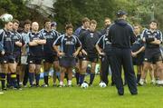 17 October 2006; Leinster players listen to Coach Michael Cheika before the start of Leinster rugby squad training. Old Belvedere, Anglesea Road, Dublin. Picture credit: Damien Eagers / SPORTSFILE