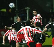 17 October 2006; Darren Kelly heads home the first goal for Derry City. eircom League Premier Division, Derry City v Sligo Rovers, Brandywell, Derry. Picture credit: Oliver McVeigh / SPORTSFILE
