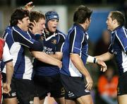 21 October 2006; Stephen Keogh, second from right, Leinster, is congratulated by Shane Horhan, Jamie Heaslip, Felipe Contepomi and Brian Blaney after his try against Gloucester Rugby. Heineken Cup 2006-2007, Pool 2, Round 1, Leinster v Gloucester Rugby, Lansdowne Road, Dublin. Picture credit: Matt Browne / SPORTSFILE