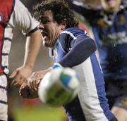 21 October 2006; Shane Horgan, left, Leinster, celebrates after scoring his side's fourth try. Heineken Cup 2006-2007, Pool 2, Round 1, Leinster v Gloucester Rugby, Lansdowne Road, Dublin. Picture credit: Brian Lawless / SPORTSFILE