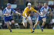 22 October 2006; John McIntosh, Antrim, in action against Phil Wickham, left, and Tom Moylan, New York. Guinness Ulster Senior Hurling Final, Irish Cultural Centre, Canton, Boston, USA. Picture credit: Brendan Moran / SPORTSFILE