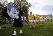 22 October 2006; The Antrim team led by captain Karl McKeegan and the New York team march behind the Boston Police Gaelic Column Pipes & Drums Band during the pre-match parade. Guinness Ulster Senior Hurling Final, Irish Cultural Centre, Canton, Boston, USA. Picture credit: Brendan Moran / SPORTSFILE