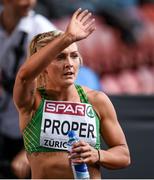 14 August 2014; Ireland's Kelly Proper following her heat of the women's 200m event, where she finished in fourth place and qualified for the semi-final with a time of 23.37. European Athletics Championships 2014 - Day 3. Letzigrund Stadium, Zurich, Switzerland. Picture credit: Stephen McCarthy / SPORTSFILE