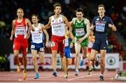 13 August 2014; Pierre-Ambroise Bosse of France win his semi-final of the men's 800m event from second place Artur Kuciapski of Poland, third place Andreas Bube of Denmark and fourth place Mark English of Ireland. European Athletics Championships 2014 - Day 2. Letzigrund Stadium, Zurich, Switzerland. Picture credit: Stephen McCarthy / SPORTSFILE